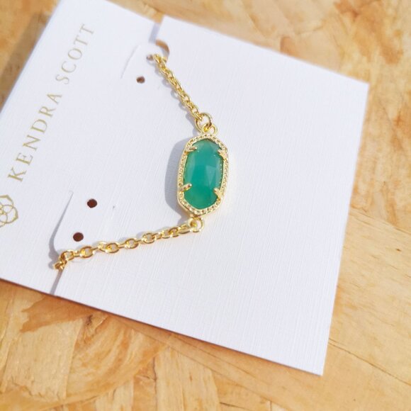 NEW Kendra Scott Elaina Chalcedony Glass Adjustable Chain Bracelet Gold - Picture 2 of 3